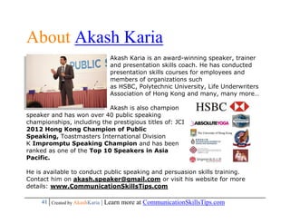 About Akash Karia
                              Akash Karia is an award-winning speaker, trainer
                         ...