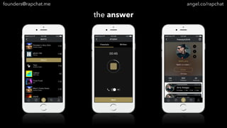 the answer
founders@rapchat.me angel.co/rapchat