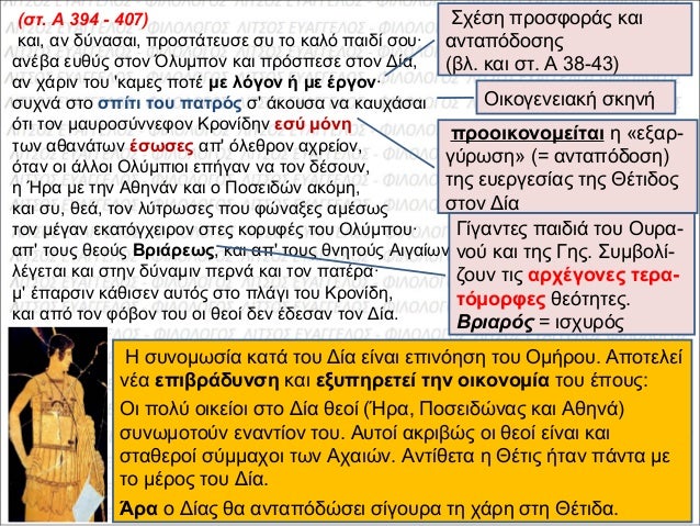 (ÏƒÏ„. A 394 - 407)
ÎºÎ±Î¹, Î±Î½ Î´ÏÎ½Î±ÏƒÎ±Î¹, Ï€ÏÎ¿ÏƒÏ„Î¬Ï„ÎµÏ…ÏƒÎµ ÏƒÏ… Ï„Î¿ ÎºÎ±Î»ÏŒ Ï€Î±Î¹Î´Î¯ ÏƒÎ¿Ï…Â·
Î±Î½Î­Î²Î± ÎµÏ…Î¸ÏÏ‚ ÏƒÏ„Î¿Î½ ÎŒÎ»Ï…Î¼Ï€Î¿Î½ ÎºÎ±Î¹ Ï€ÏÏŒÏƒÏ€ÎµÏƒÎµ ÏƒÏ„Î¿Î½ Î”Î¯Î±,
Î±Î½ Ï‡Î¬...