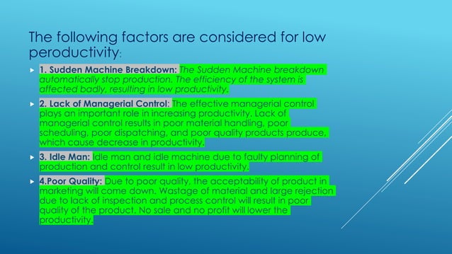 Causes of low Productivity on Industrial Engineering | PDF