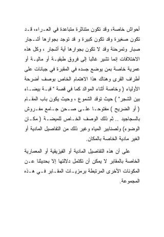 ‫ﺃﺤﻭﺍﺵ ﺨﺎﺼﺔ، ﻭﻗﺩ ﺘﻜﻭﻥ ﻤﺘﻨﺎﺜﺭﺓ ﻤﺘﺒﺎﻋﺩﺓ ﻓﻲ ﺍﻟﻌـﺭﺍﺀ، ﻗـﺩ‬
‫ﺘﻜﻭﻥ ﺼﻐﻴﺭﺓ ﻭﻗﺩ ﺘﻜﻭﻥ ﻜﺒﻴﺭﺓ ﻭ ﻗﺩ ﺘﻭﺠﺩ ﺒﺠﻭﺍﺭﻫﺎ ﺃﺸـﺠﺎﺭ‬
‫ﺼﺒﺎﺭ ﻭﺘﻤﺭﺤﻨﺔ ﻭﻗﺩ ﻻ ﺘﻜﻭﻥ ﺒﺠﻭﺍﺭﻫﺎ ﺃﻴﺔ ﺃﺸﺠﺎﺭ ، ﻭﻜل ﻫﺫﻩ‬
‫ﺍﻻﺨﺘﻼﻓﺎﺕ ﺇﻨﻤﺎ ﺘﺸﻴﺭ ﻏﺎﻟﺒﺎ ﺇﻟﻰ ﻓﺭﻭﻕ ﻁﺒﻘﻴـﺔ ﺃﻭ ﻤﺎﻟﻴـﺔ ﺃﻭ‬
‫ﻋﻤﺭﻴﺔ ﺨﺎﺼﺔ ﺒﻤﻥ ﻴﻭﻀﻊ ﺠﺴﺩﻩ ﻓﻲ ﺍﻟﻤﻘﺒﺭﺓ ﻓﻲ ﺠﺒﺎﻨﺎﺕ ﻋﻠﻰ‬
‫ﺃﻁﺭﺍﻑ ﺍﻟﻘﺭﻯ ﻭﻫﻨﺎﻙ ﻫﺫﺍ ﺍﻻﻫﺘﻤﺎﻡ ﺍﻟﺨﺎﺹ ﺒﻭﺼﻑ ﺃﻀﺭﺤﺔ‬
‫ﺍﻷﻭﻟﻴﺎﺀ ) ﻭﺨﺎﺼﺔ ﺃﺜﻨﺎﺀ ﺍﻟﻤﻭﺍﻟﺩ ﻜﻤﺎ ﻓﻲ ﻗﺼﺔ " ﻗﺒـﺔ ﺒﻴﻀـﺎﺀ‬
‫ﺒﻴﻥ ﺍﻟﺸﺠﺭ" ( ﺤﻴﺙ ﺘﻭﻗﺩ ﺍﻟﺸﻤﻭﻉ ، ﻭﺤﻴﺙ ﻴﻜﻭﻥ ﺒﺎﺏ ﺍﻟﻤﻘـﺎﻡ‬
‫) ﺃﻭ ﺍﻟﻀﺭﻴﺢ ( ﻤﻔﺘﻭﺤـﺎ ﻋﻠـﻰ ﺼـﺤﻥ ﺠـﺎﻤﻊ ﻤﻔـﺭﻭﺵ‬
‫ﺒﺎﻟﺴﺠﺎﺠﻴﺩ .. ﺜﻡ ﺫﻟﻙ ﺍﻟﻭﺼﻑ ﺍﻟﺨـﺎﺹ ﻟﻠﻤﻴﻀـﺔ ) ﻤﻜـﺎﻥ‬
‫ﺍﻟﻭﻀﻭﺀ( ﻭﻟﺼﻨﺎﺒﻴﺭ ﺍﻟﻤﻴﺎﻩ ﻭﻏﻴﺭ ﺫﻟﻙ ﻤﻥ ﺍﻟﺘﻔﺎﺼﻴل ﺍﻟﻤﺎﺩﻴﺔ ﺃﻭ‬
                              ‫ﺍﻟﻐﻴﺭ ﻤﺎﺩﻴﺔ ﺍﻟﺨﺎﺼﺔ ﺒﺎﻟﻤﻜﺎﻥ.‬

‫ﻋﻠﻰ ﺃﻥ ﻫﺫﻩ ﺍﻟﺘﻔﺎﺼﻴل ﺍﻟﻤﺎﺩﻴﺔ ﺃﻭ ﺍﻟﻔﻴﺯﻴﻘﻴﺔ ﺃﻭ ﺍﻟﻤﻌﻤﺎﺭﻴﺔ‬
‫ﺍﻟﺨﺎﺼﺔ ﺒﺎﻟﻤﻘﺎﺒﺭ ﻻ ﻴﻤﻜﻥ ﺃﻥ ﺘﻜﺘﻤل ﺩﻻﻟﺘﻬﺎ ﺇﻻ ﺒﺤﺩﻴﺜﻨﺎ ﻋـﻥ‬
‫ﺍﻟﻤﻜﻭﻨﺎﺕ ﺍﻷﺨﺭﻯ ﺍﻟﻤﺭﺘﺒﻁﺔ ﺒﺭﻤﺯﻴـﺎﺕ ﺍﻟﻤﻘـﺎﺒﺭ ﻓـﻲ ﻫـﺫﻩ‬
                                               ‫ﺍﻟﻤﺠﻤﻭﻋﺔ.‬
 