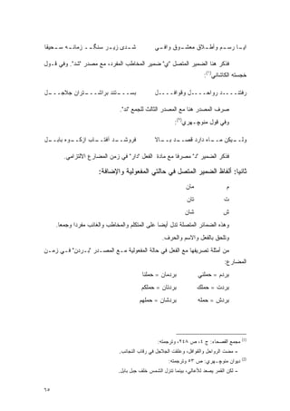 ‫ـﻪ ـﺤﻴﻘﺎ‬
    ‫ـﺩﻯ ـﺭ ﺴﻨ ــ ﺯﻤﺎﻨـ ﺴـ‬
              ‫ﮕـ‬    ‫ﺸـ ﺯﻴـ‬                     ‫ـﻭﻕ ـﻲ‬
                                                ‫ﻭﺍﻓـ‬ ‫ـﻼﻕ ﻤﻌﺸـ‬
                                                            ‫ـﺎ ـﻡ ﻭﺃﻁـ‬
                                                                  ‫ﺍﻴـ ﺭﺴـ‬

‫ﻓﺫﻜﺭ ﻫﻨﺎ ﺍﻟﻀﻤﻴﺭ ﺍﻟﻤﺘﺼل "ﻱ" ﻀﻤﻴﺭ ﺍﻟﻤﺨﺎﻁﺏ ﺍﻟﻤﻔﺭﺩ، ﻤﻊ ﻤﺼﺩﺭ "ﺸﺩ". ﻭﻓﻲ ﻗـﻭل‬
                                                                      ‫ﺨﺠﺴﺘﻪ ﺍﻟﻜﺎﺸﺎﻨﻲ)١(:‬

‫ـل‬
 ‫ـﺘﺭﺍﻥ ﺠﻼﺠـــ‬
            ‫ـﺘﻨﺩ ﺒﺭﺍﺸـــ‬
                       ‫ﺒﺴـــ‬                   ‫ﺭﻓﺘﻨــــﺩ ﺭﻭﺍﺤــــل ﻭﻗﻭﺍﻓــــل‬

                                ‫ﺼ ‪‬ﻑ ﺍﻟﻤﺼﺩﺭ ﻫﻨﺎ ﻤﻊ ﺍﻟﻤﺼﺩﺭ ﺍﻟﺜﺎﻟﺙ ﻟﻠﺠﻤﻊ "ﻨﺩ".‬
                                                                         ‫‪‬ﺭ‬
                                                        ‫ﻭﻓﻲ ﻗﻭل ﻤﻨﻭﭽـﻬﺭﻱ)٢(:‬

‫ـل‬
 ‫ـﻭﻩ ﺒﺎﺒــ‬
         ‫ـﺎﺏ ﺍﺯﻜــ‬
                 ‫ـﺩ ﺁﻓﺘــ‬
                        ‫ﻓﺭﻭﺸــ‬                 ‫ـﺩ ـﺎﻻ‬
                                                 ‫ـﺎﻩ ﺩﺍﺭﺩ ﻗﺼــ ﺒــ‬
                                                                 ‫ـﻴﻜﻥ ﻤــ‬
                                                                        ‫ﻭﻟــ‬

        ‫ﻓﺫﻜﺭ ﺍﻟﻀﻤﻴﺭ "ﺩ" ﻤﺼﺭ ﹰﺎ ﻤﻊ ﻤﺎﺩﺓ ﺍﻟﻔﻌل "ﺩﺍﺭ" ﻓﻲ ﺯﻤﻥ ﺍﻟﻤﻀﺎﺭﻉ ﺍﻻﻟﺘﺯﺍﻤﻲ.‬
                                                      ‫‪‬ﻓ‬

                       ‫ﺜﺎﻨ ‪‬ﺎ: ﺃﻟﻔﺎﻅ ﺍﻟﻀﻤﻴﺭ ﺍﻟﻤﺘﺼل ﻓﻲ ﺤﺎﻟﺘﻲ ﺍﻟﻤﻔﻌﻭﻟﻴﺔ ﻭﺍﻹﻀﺎﻓﺔ:‬
                                                                         ‫ﻴ‬
                                                              ‫ﻤﺎﻥ‬               ‫ﻡ‬
                                                              ‫ﺘﺎﻥ‬              ‫ﺕ‬
                                                             ‫ﺸﺎﻥ‬               ‫ﺵ‬
     ‫ﻭﻫﺫﻩ ﺍﻟﻀﻤﺎﺌﺭ ﺍﻟﻤﺘﺼﻠﺔ ﺘﺩل ﺃﻴ ‪‬ﺎ ﻋﻠﻰ ﺍﻟﻤﺘﻜﻠﻡ ﻭﺍﻟﻤﺨﺎﻁﺏ ﻭﺍﻟﻐﺎﺌﺏ ﻤﻔﺭ ‪‬ﺍ ﻭﺠﻤ ‪‬ﺎ.‬
       ‫ﻌ‬      ‫ﺩ‬                                   ‫ﻀ‬
                                                   ‫ﻭﺘﻠﺤﻕ ﺒﺎﻟﻔﻌل ﻭﺍﻻﺴﻡ ﻭﺍﻟﺤﺭﻑ.‬
‫ﻤﻥ ﺃﻤﺜﻠﺔ ﺘﺼﺭﻴﻔﻬﺎ ﻤﻊ ﺍﻟﻔﻌل ﻓﻲ ﺤﺎﻟﺔ ﺍﻟﻤﻔﻌﻭﻟﻴﺔ ﻤـﻊ ﺍﻟﻤﺼـﺩﺭ "ﺒـﺭﺩﻥ" ﻓـﻲ ﺯﻤـﻥ‬
                                                                               ‫ﺍﻟﻤﻀﺎﺭﻉ:‬
                                          ‫ﺒﺭﺩﻤﺎﻥ = ﺤﻤﻠﻨﺎ‬            ‫ﺒﺭﺩﻡ = ﺤﻤﻠﻨﻲ‬
                                         ‫ﺒﺭﺩﺘﺎﻥ = ﺤﻤﻠﻜﻡ‬             ‫ﺒﺭﺩﺕ = ﺤﻤﻠﻙ‬
                                         ‫ﺒﺭﺩﺸﺎﻥ = ﺤﻤﻠﻬﻡ‬             ‫ﺒﺭﺩﺵ = ﺤﻤﻠﻪ‬




                                                                                         ‫)1(‬
                                                 ‫ﻤﺠﻤﻊ ﺍﻟﻔﺼﺤﺎﺀ: ﺝ ٤، ﺹ ٨٤٢، ﻭﺘﺭﺠﻤﺘﻪ:‬
                                ‫- ﻤﻀﺕ ﺍﻟﺭﻭﺍﺤل ﻭﺍﻟﻘﻭﺍﻓل، ﻭﻋﻠﻘﺕ ﺍﻟﺠﻼﺠل ﻓﻲ ﺭﻗﺎﺏ ﺍﻟﻨﺠﺎﺌﺏ.‬
                                                                                         ‫)2(‬
                                                     ‫ﺩﻴﻭﺍﻥ ﻤﻨﻭﭽـﻬﺭﻱ: ﺹ ٣٥ ﻭﺘﺭﺠﻤﺘﻪ:‬
                               ‫- ﻟﻜﻥ ﺍﻟﻘﻤﺭ ﻴﺼﻌﺩ ﻟﻸﻋﺎﻟﻲ، ﺒﻴﻨﻤﺎ ﺘﻨﺯل ﺍﻟﺸﻤﺱ ﺨﻠﻑ ﺠﺒل ﺒﺎﺒل.‬


‫٥٦‬
 