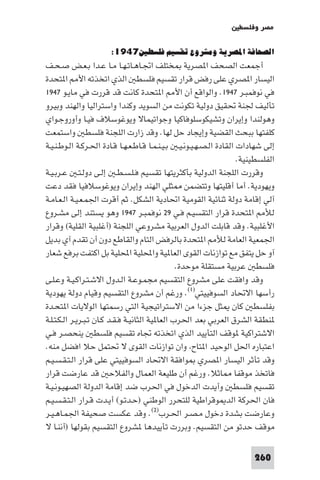 ‫ﻣﺼﺮ وﻓﻠﺴﻄ‬

                      ‫اﻟﺼﺤﺎﻓﺔ اﳌﺼﺮﻳﺔ وﻣﺸﺮوع ﺗﻘﺴﻴﻢ ﻓﻠﺴﻄﲔ٧٤٩١:‬
‫أﺟﻤﻌﺖ اﻟﺼﺤﻒ ا ﺼﺮﻳﺔ ﺨﺘﻠﻒ اﲡـﺎﻫـﺎﺗـﻬـﺎ ﻣـﺎ ﻋـﺪا ﺑـﻌـﺾ ﺻـﺤـﻒ‬
‫اﻟﻴﺴﺎر ا ﺼﺮي ﻋﻠﻰ رﻓﺾ ﻗﺮار ﺗﻘﺴﻴﻢ ﻓﻠﺴﻄ اﻟﺬي اﺗﺨﺬﺗﻪ اﻷ ا ﺘﺤﺪة‬
‫ﻓﻲ ﻧﻮﻓﻤﺒـﺮ ٧٤٩١. واﻟﻮاﻗﻊ أن اﻷ ا ﺘﺤﺪة ﻛﺎﻧﺖ ﻗﺪ ﻗﺮرت ﻓﻲ ﻣﺎﻳـﻮ ٧٤٩١‬
‫ﺗﺄﻟﻴﻒ ﳉﻨﺔ ﲢﻘﻴﻖ دوﻟﻴﺔ ﺗﻜﻮﻧﺖ ﻣﻦ اﻟﺴﻮﻳﺪ وﻛﻨﺪا واﺳﺘﺮاﻟﻴﺎ واﻟﻬﻨﺪ وﺑﻴﺮو‬
‫وﻫﻮﻟﻨﺪا وإﻳﺮان وﺗﺸﻴﻜﻮﺳﻠﻮﻓﺎﻛﻴﺎ وﺟﻮاﺗﻴﻤﺎﻻ وﻳﻮﻏﻮﺳﻼف ﻓﻴـﺎ وأوروﺟـﻮاي‬
‫ﻛﻠﻔﺘﻬﺎ ﺑﺒﺤﺚ اﻟﻘﻀﻴﺔ وإﻳﺠﺎد ﺣﻞ ﻟﻬﺎ. وﻗﺪ زارت اﻟﻠﺠﻨﺔ ﻓﻠﺴﻄ واﺳﺘﻤﻌﺖ‬
‫إﻟﻰ ﺷﻬﺎدات اﻟﻘﺎدة اﻟـﺼـﻬـﻴـﻮﻧـﻴـ ﺑـﻴـﻨـﻤـﺎ ﻗـﺎﻃـﻌـﻬـﺎ ﻗـﺎدة اﳊـﺮﻛـﺔ اﻟـﻮﻃـﻨـﻴـﺔ‬
                                                                     ‫اﻟﻔﻠﺴﻄﻴﻨﻴﺔ.‬
‫وﻗﺮرت اﻟﻠﺠﻨﺔ اﻟﺪوﻟﻴﺔ ﺑﺄﻛﺜﺮﻳﺘﻬﺎ ﺗﻘﺴﻴﻢ ﻓـﻠـﺴـﻄـ إﻟـﻰ دوﻟـﺘـ ﻋـﺮﺑـﻴـﺔ‬
‫وﻳﻬﻮدﻳﺔ. أﻣﺎ أﻗﻠﻴﺘﻬﺎ وﺗﺘﻀﻤﻦ ﺜﻠﻲ اﻟﻬﻨﺪ وإﻳﺮان وﻳﻮﻏﻮﺳﻼﻓﻴﺎ ﻓﻘﺪ دﻋﺖ‬
‫آﻟﻲ إﻗﺎﻣﺔ دوﻟﺔ ﺛﻨﺎﺋﻴﺔ اﻟﻘﻮﻣﻴﺔ اﲢﺎدﻳﺔ اﻟﺸﻜﻞ. ﺛﻢ أﻗﺮت اﳉﻤـﻌـﻴـﺔ اﻟـﻌـﺎﻣـﺔ‬
‫ﻟﻸ ا ﺘﺤﺪة ﻗﺮار اﻟﺘﻘﺴﻴـﻢ ﻓـﻲ ٩٢ ﻧﻮﻓﻤﺒـﺮ ٧٤٩١ وﻫﻮ ﻳﺴﺘﻨﺪ إﻟﻰ ﻣﺸـﺮوع‬
‫اﻷﻏﻠﺒﻴﺔ. وﻗﺪ ﻗﺎﺑﻠﺖ اﻟﺪول اﻟﻌﺮﺑﻴﺔ ﻣﺸﺮوﻋﻲ اﻟﻠﺠﻨﺔ )أﻏﻠﺒﻴﺔ اﻟﻘﻠﻴﺔ( وﻗﺮار‬
‫اﳉﻤﻌﻴﺔ اﻟﻌﺎﻣﺔ ﻟﻸ ا ﺘﺤﺪة ﺑﺎﻟﺮﻓﺾ اﻟﺘﺎم واﻟﻘﺎﻃﻊ دون أن ﺗﻘﺪم آي ﺑﺪﻳﻞ‬
‫آو ﺣﻞ ﻳﺘﻔﻖ ﻣﻊ ﺗﻮازﻧﺎت اﻟﻘﻮى اﻟﻌﺎ ﻴﺔ واﶈﻠﻴﺔ اﶈﻠﻴﺔ ﺑﻞ اﻛﺘﻔﺖ ﺑﺮﻓﻊ ﺷﻌﺎر‬
                                                 ‫ﻓﻠﺴﻄ ﻋﺮﺑﻴﺔ ﻣﺴﺘﻘﻠﺔ ﻣﻮﺣﺪة.‬
‫وﻗﺪ واﻓﻘﺖ ﻋﻠﻰ ﻣﺸﺮوع اﻟﺘﻘﺴﻴﻢ ﻣﺠﻤـﻮﻋـﺔ اﻟـﺪول اﻻﺷـﺘـﺮاﻛـﻴـﺔ وﻋـﻠـﻰ‬
‫رأﺳﻬﺎ اﻻﲢﺎد اﻟﺴﻮﻓﻴﻴﺘﻲ)١(. ورﻏﻢ أن ﻣﺸﺮوع اﻟﺘﻘﺴﻴﻢ وﻗﻴﺎم دوﻟﺔ ﻳﻬﻮدﻳﺔ‬
‫ﺑﻔﻠﺴﻄ ﻛﺎن ﺜﻞ ﺟﺰءا ﻣﻦ اﻻﺳﺘﺮاﺗﻴﺠﻴﺔ اﻟﺘﻲ رﺳﻤﺘﻬﺎ اﻟﻮﻻﻳﺎت ا ﺘﺤـﺪة‬
‫ﻨﻄﻘﺔ اﻟﺸﺮق اﻟﻌﺮﺑﻲ ﺑﻌﺪ اﳊﺮب اﻟﻌﺎ ﻴﺔ اﻟﺜﺎﻧﻴـﺔ ﻓـﻘـﺪ ﻛـﺎن ﺗـﺒـﺮﻳـﺮ اﻟـﻜـﺘـﻠـﺔ‬
‫اﻻﺷﺘﺮاﻛﻴﺔ ﻮﻗﻒ اﻟﺘﺄﻳﻴﺪ اﻟﺬي اﺗﺨﺬﺗﻪ ﲡﺎه ﺗﻘﺴﻴﻢ ﻓﻠﺴﻄ ﻳﻨﺤﺼـﺮ ﻓـﻲ‬
‫اﻋﺘﺒﺎره اﳊﻞ اﻟﻮﺣﻴﺪ ا ﺘﺎح وان ﺗﻮازﻧﺎت اﻟﻘﻮى ﻻ ﲢﺘﻤﻞ ﺣﻼ اﻓﻀﻞ ﻣﻨﻪ.‬
‫وﻗﺪ ﺗﺄﺛﺮ اﻟﻴﺴﺎر ا ﺼﺮي ﻮاﻓﻘﺔ اﻻﲢﺎد اﻟﺴﻮﻓﻴﻴﺘﻲ ﻋﻠﻰ ﻗﺮار اﻟـﺘـﻘـﺴـﻴـﻢ‬
‫ﻓﺎﺗﺨﺬ ﻣﻮﻗﻔﺎ ﺎﺛﻼ. ورﻏﻢ أن ﻃﻠﻴﻌﺔ اﻟﻌﻤﺎل واﻟﻔﻼﺣ ﻗﺪ ﻋﺎرﺿﺖ ﻗﺮار‬
‫ﺗﻘﺴﻴﻢ ﻓﻠﺴﻄ وأﻳﺪت اﻟﺪﺧﻮل ﻓﻲ اﳊﺮب ﺿﺪ إﻗﺎﻣﺔ اﻟﺪوﻟﺔ اﻟﺼﻬﻴـﻮﻧـﻴـﺔ‬
‫ﻓﺎن اﳊﺮﻛﺔ اﻟﺪ ﻮﻗﺮاﻃﻴﺔ ﻟﻠﺘﺤﺮر اﻟﻮﻃﻨﻲ )ﺣـﺪﺗـﻮ( أﻳـﺪت ﻗـﺮار اﻟـﺘـﻘـﺴـﻴـﻢ‬
‫وﻋﺎرﺿﺖ ﺑﺸﺪة دﺧﻮل ﻣـﺼـﺮ اﳊـﺮب)٢(. وﻗﺪ ﻋﻜﺴﺖ ﺻﺤﻴﻔﺔ اﳉﻤـﺎﻫـﻴـﺮ‬
‫ﻣﻮﻗﻒ ﺣﺪﺗﻮ ﻣﻦ اﻟﺘﻘﺴﻴﻢ. وﺑﺮرت ﺗﺄﻳﻴﺪﻫﺎ ﺸﺮوع اﻟﺘﻘﺴﻴﻢ ﺑﻘﻮﻟﻬﺎ )أﻧﻨـﺎ ﻻ‬

                                                                         ‫062‬
 