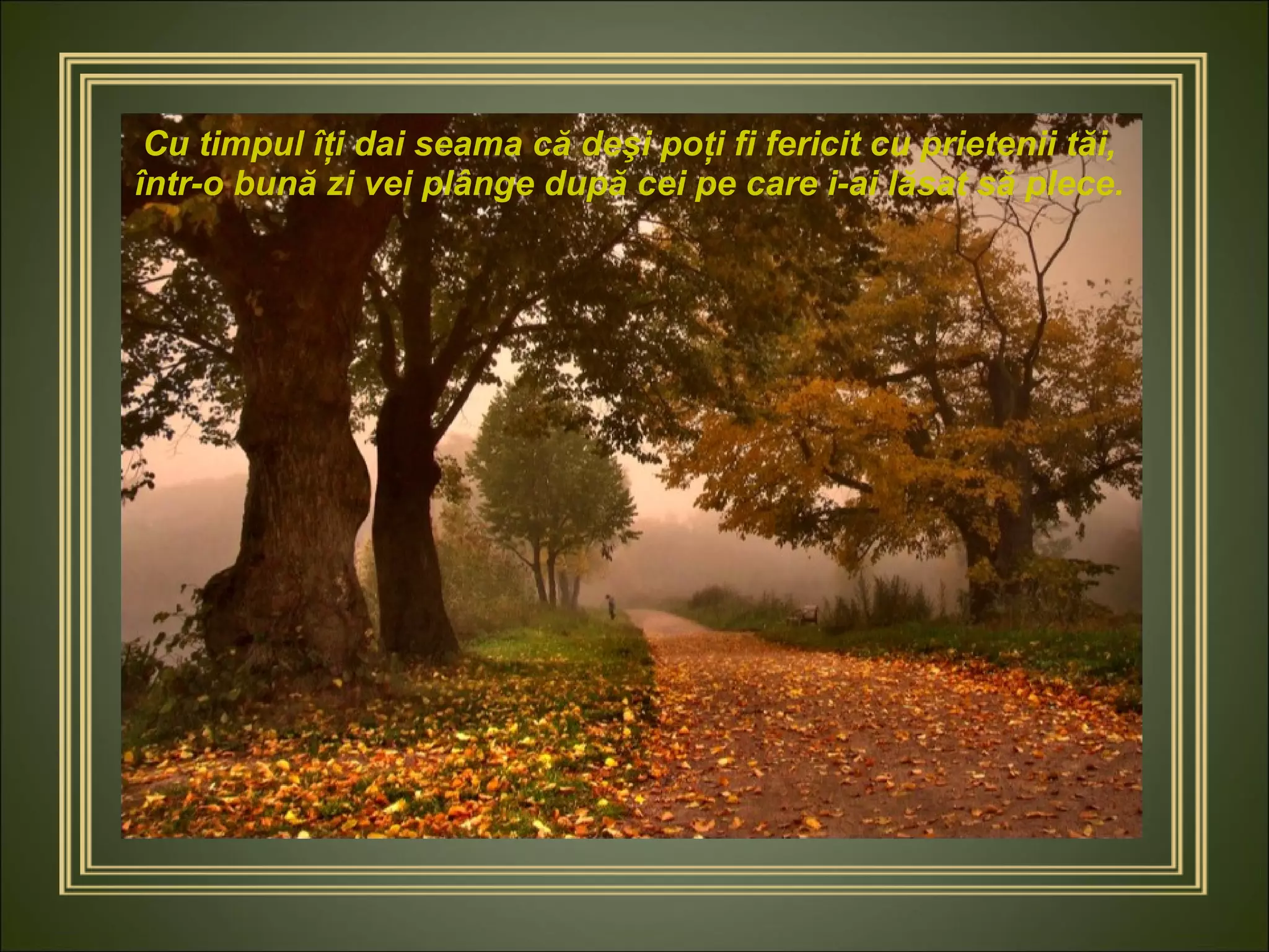 Cu timpul îţi dai seama că deşi poţi fi fericit cu prietenii tăi, într-o bună zi vei plânge după cei pe care i-ai lăsat să plece. 