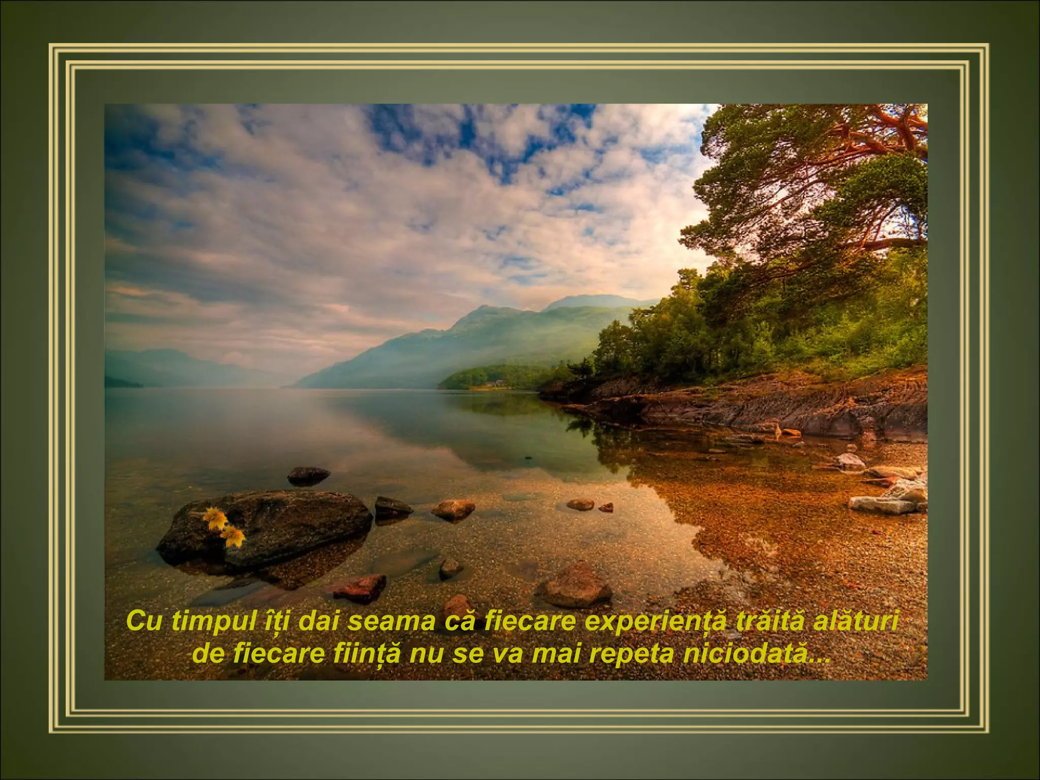 Cu timpul îţi dai seama că fiecare experienţă trăită alături de fiecare fiinţă nu se va mai repeta niciodată... 