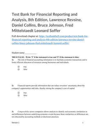 Test Bank for Financial Reporting and Analysis, 8th Edition, Lawrence ...