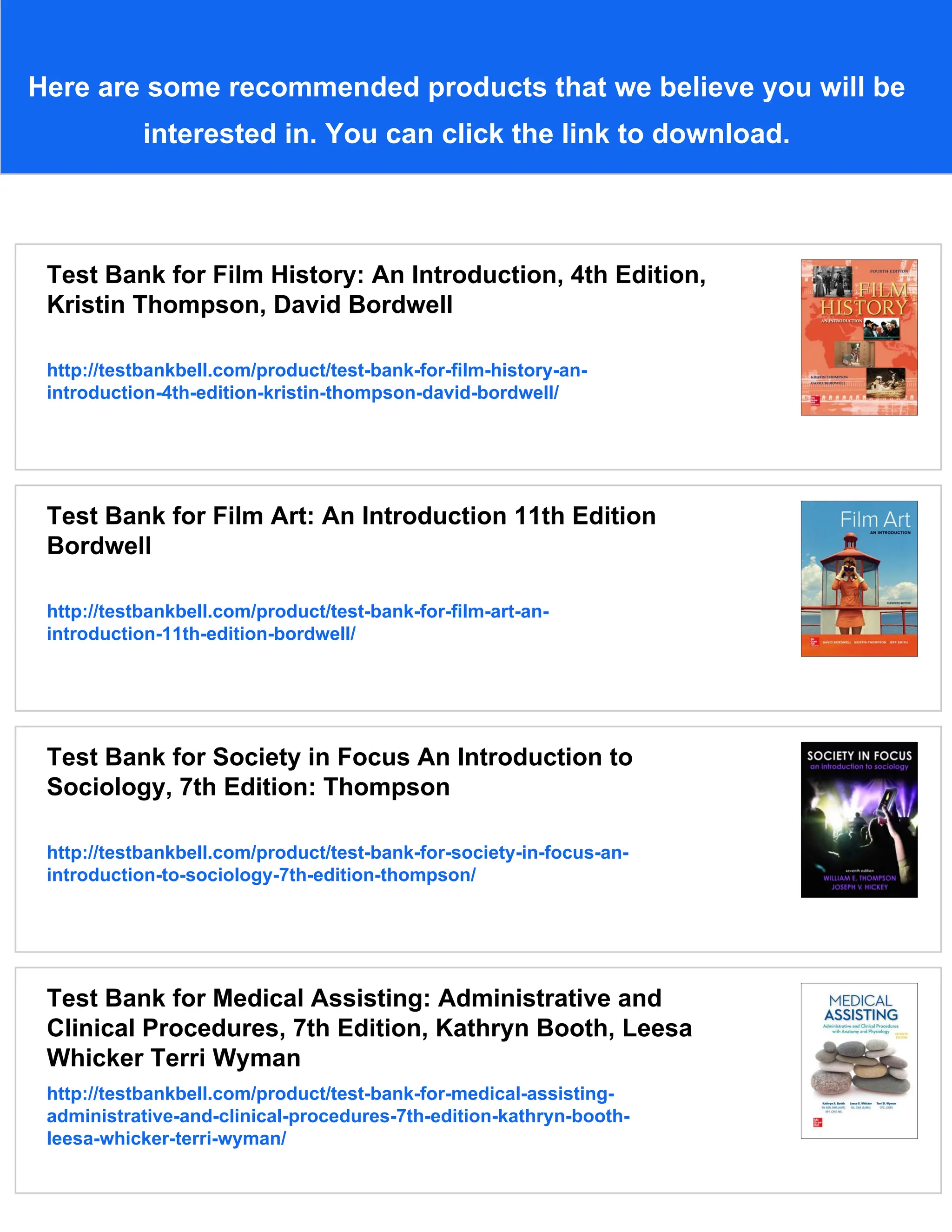 Test Bank for Film Art An Introduction, 12th Edition, David