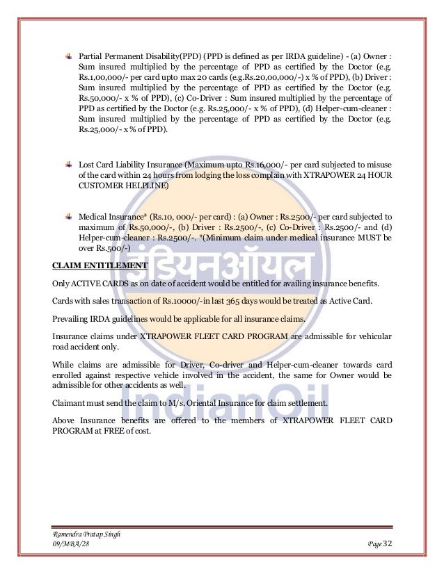 Insurance Coverage For Vehicle Owner Under Xtrapower Loyalty Program