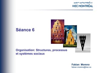 Séance 6
Organisation: Structures, processus
et systèmes sociaux
Fabian Moreno
fabian.moreno@hec.ca
 