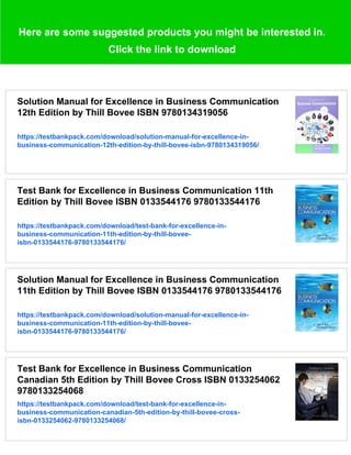 Test Bank for Excellence in Business Communication 12th Edition by ...