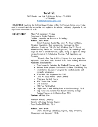Outdoor Resume | DOCX