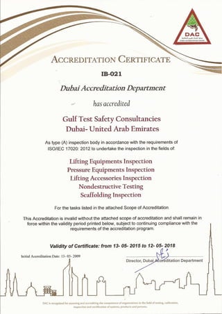DAC Accreditation Certificate - 2015