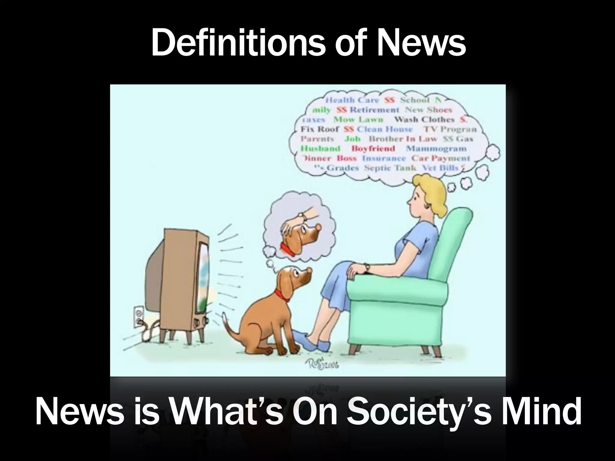 Definitions of News




News is What’s On Society’s Mind
 