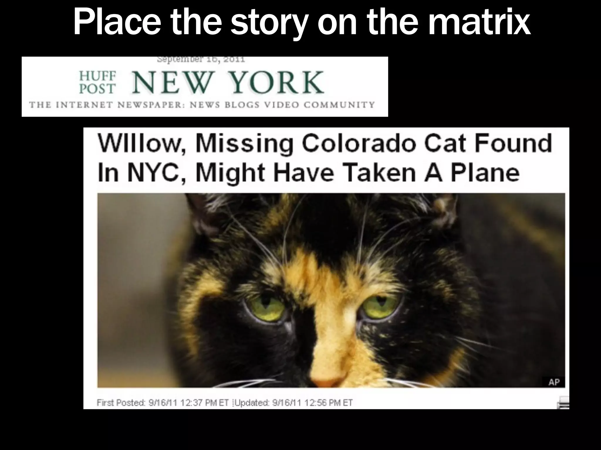 Place the story on the matrix
 