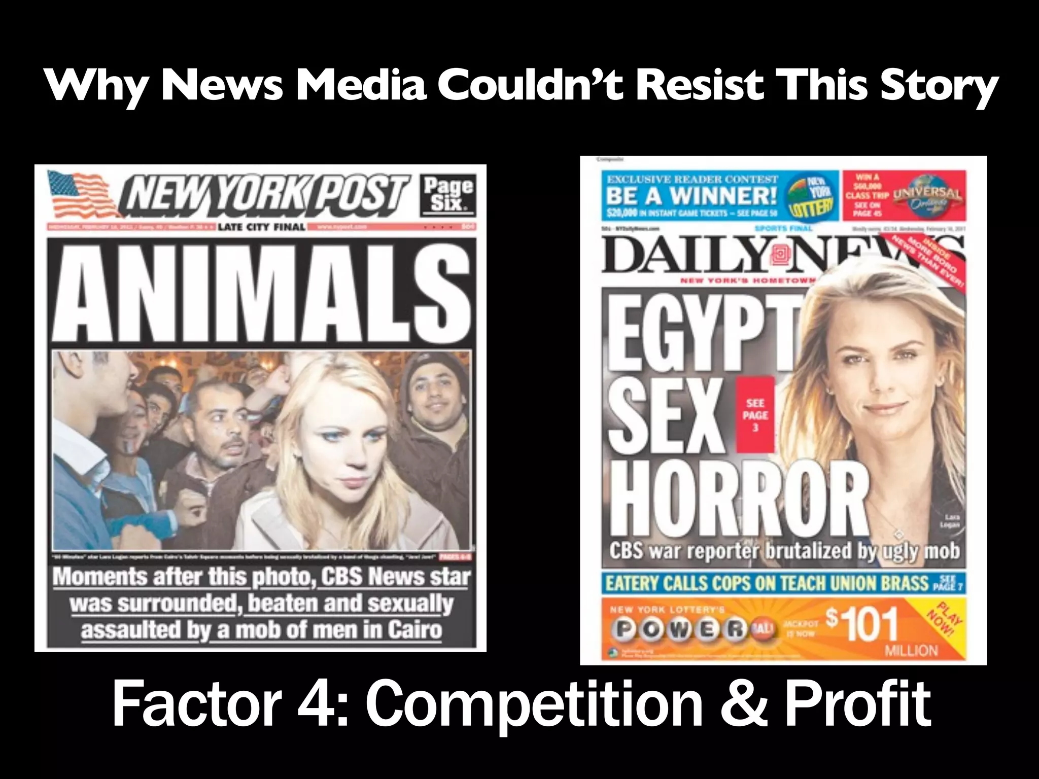 Why News Media Couldn’t Resist This Story




  Factor 4: Competition & Profit
 