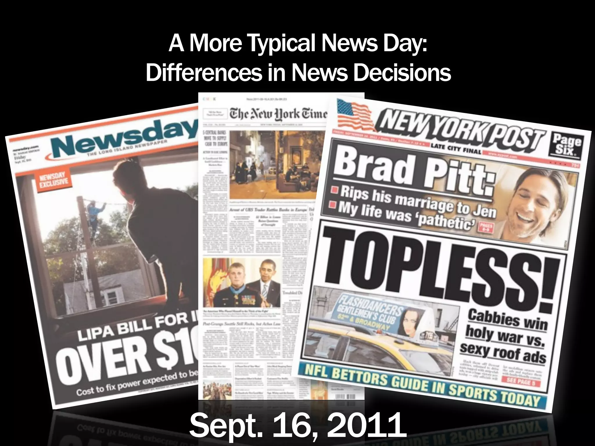 A More Typical News Day:
Differences in News Decisions




    Sept. 16, 2011
 
