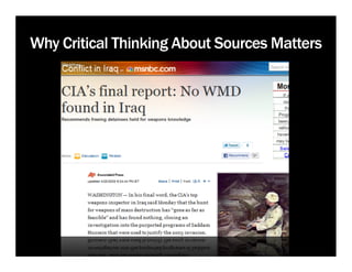 Why Critical Thinking About Sources Matters
 