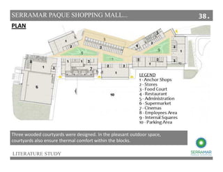 LITERATURE STUDY
SERRAMAR PAQUE SHOPPING MALL...
Three wooded courtyards were designed. In the pleasant outdoor space,
courtyards also ensure thermal comfort within the blocks.
PLAN
38.
 