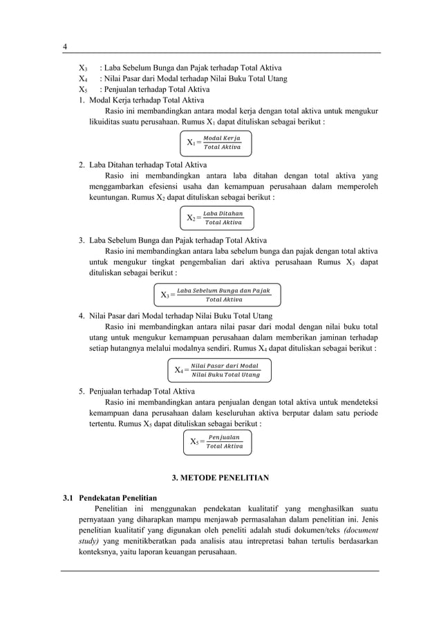 Analisis Penggunaan Model Altman ZScore untuk Memprediksi Kebangkrutan