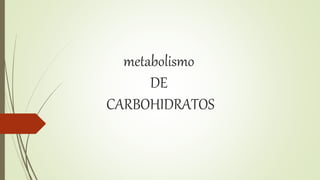 metabolismo
DE
CARBOHIDRATOS
 
