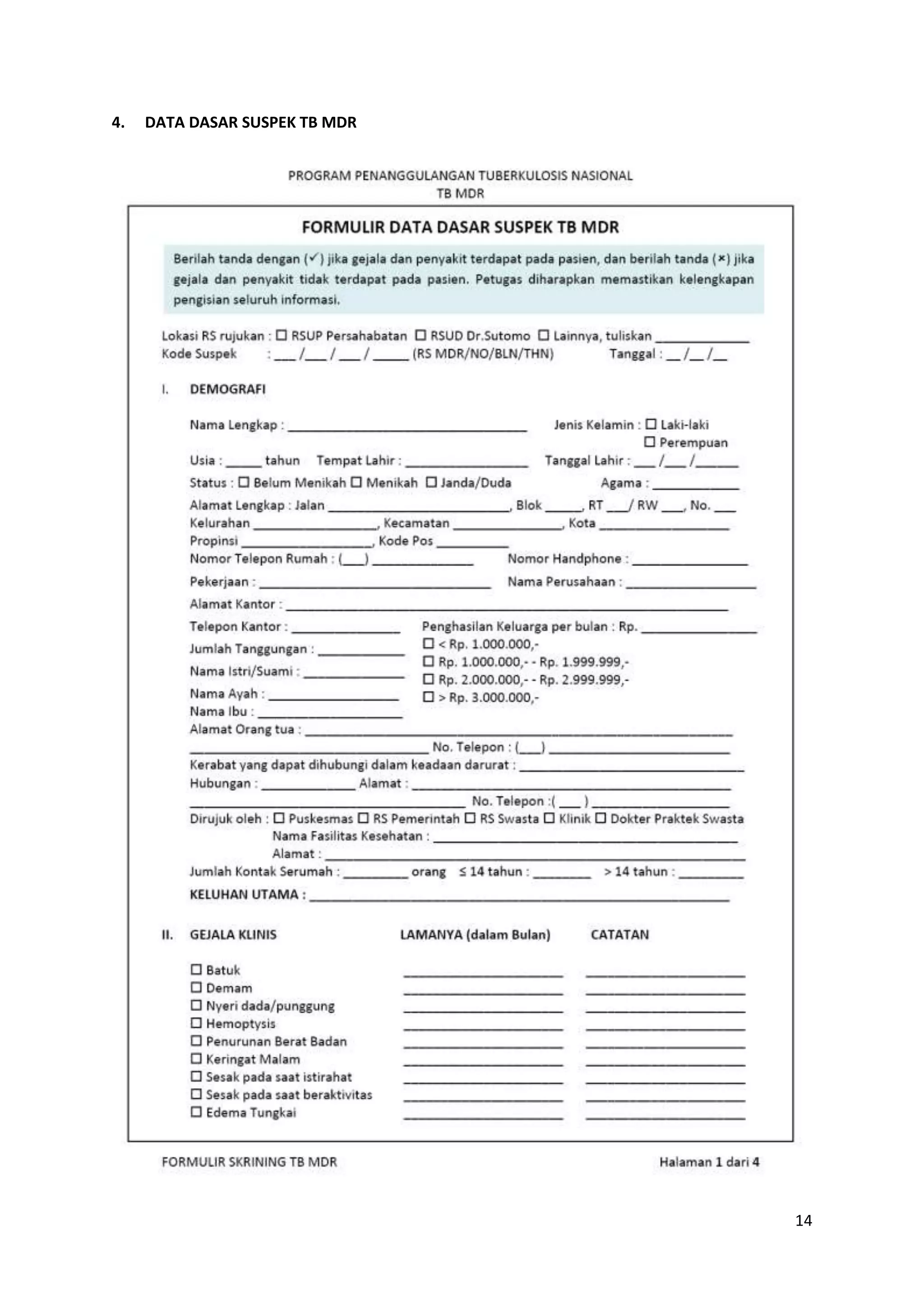 14
4. DATA DASAR SUSPEK TB MDR
 