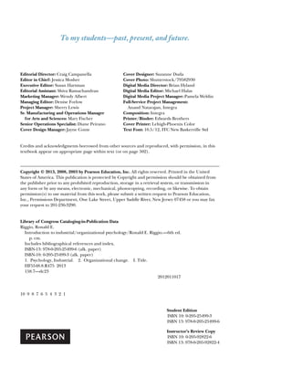 Introduction to Industrial and Organizational Psychology 6th Edition ...