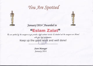 Spotted certificate Jan 2014