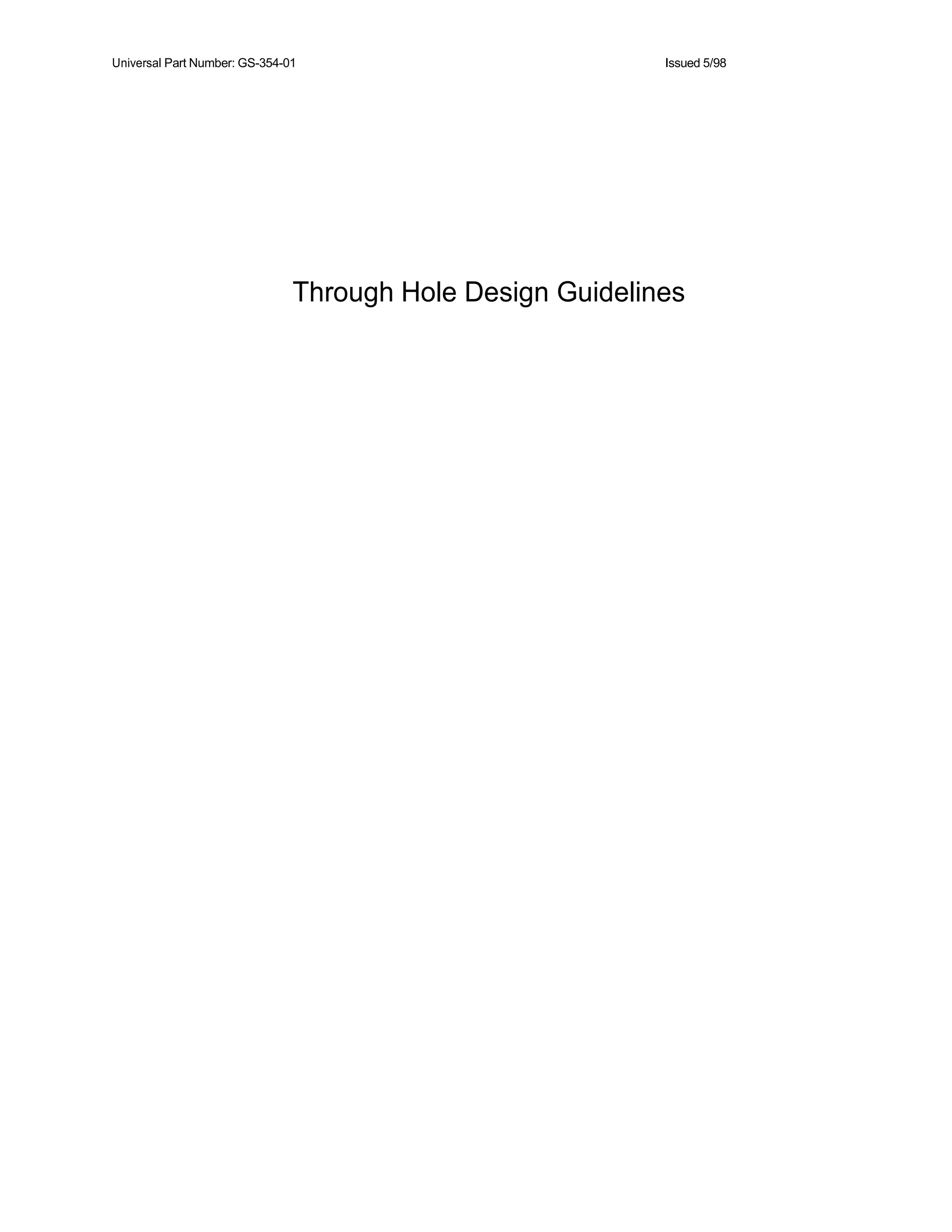 Through hole design guidelines | PDF