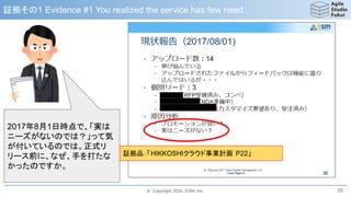 © Copyright 2020, ESM, Inc.
証拠その1 Evidence #1 You realized the service has few need.
25
2017年8月1日時点で、「実は
ニーズがないのでは？」って気
が付いているのでは。正式リ
リース前に、なぜ、手を打たな
かったのですか。
証拠品：「HIKKOSHIクラウド事業計画 P22」
 