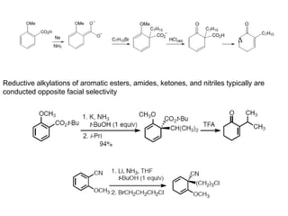 ∆
Reductive alkylations of aromatic esters, amides, ketones, and nitriles typically are
conducted opposite facial selectivity
 