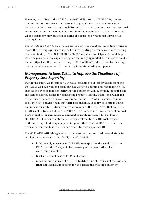 dodig 2015 009 financial memo example