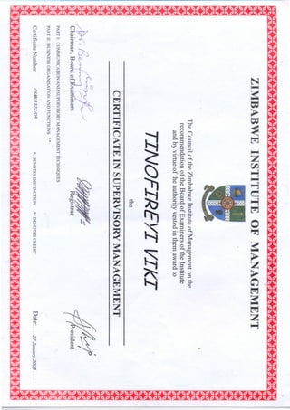Supervisory management Certificate