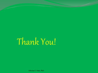 Thank You!
Felicitas E. Pado, PhD
 