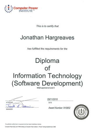 Jonathan hargreaves - SD Diploma
