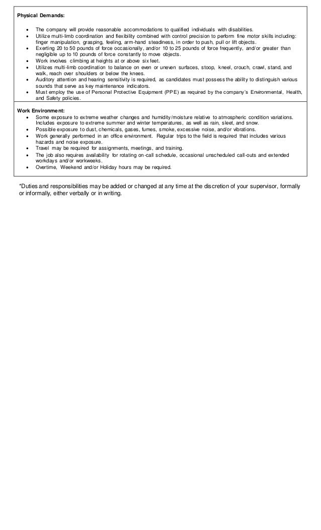 Job Description Maintenance Planner