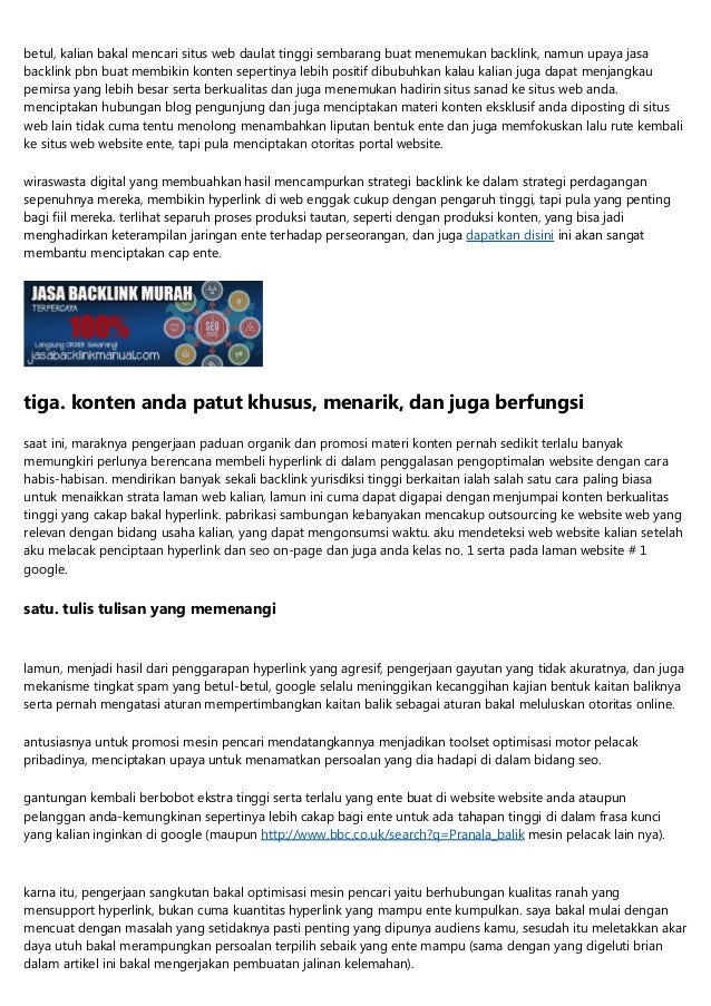 Pelayanan Jasa Backlink Pbn Jempolan 2019