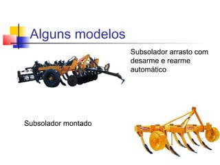 Alguns modelos
Subsolador arrasto com
desarme e rearme
automático
Subsolador montado
 