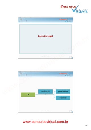 19/02/2014
11
Conceito Legal
Professora Raquel Tinoco 21
DP
permanente
essencial
instituição
Professora Raquel Tinoco 22
www.concursovirtual.com.br
www.concursovirtual.com.br
 