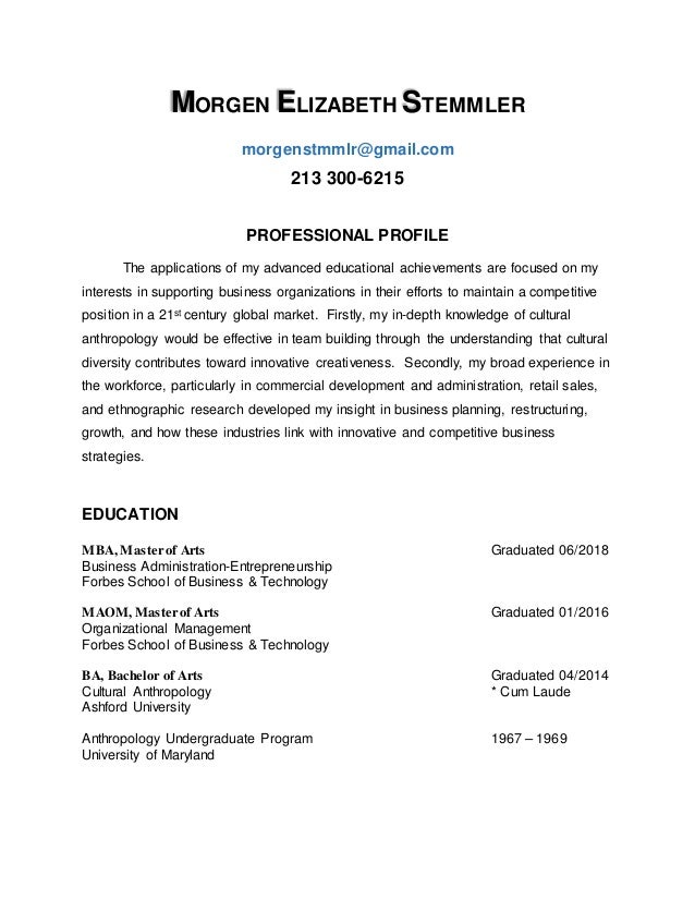 Resume phd anthropology boston