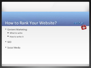 Content Marketing (Part 1):  Getting Your Website Ranked