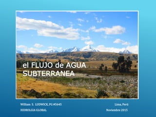 William S. LUDWICK, PG #5645 Lima, Perú
HIDROLGIA GLOBAL Noviembre 2015
el FLUJO de AGUA
SUBTERRANEA
 