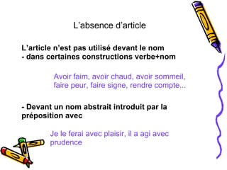 L’absence d’article | PPT