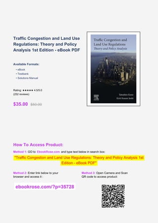 Traffic Congestion and Land Use Regulations: Theory and Policy Analysis ...