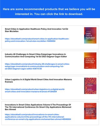 Innovations In Smart Cities And Applications 1st Ed Mohamed Ben Ahmed | PDF