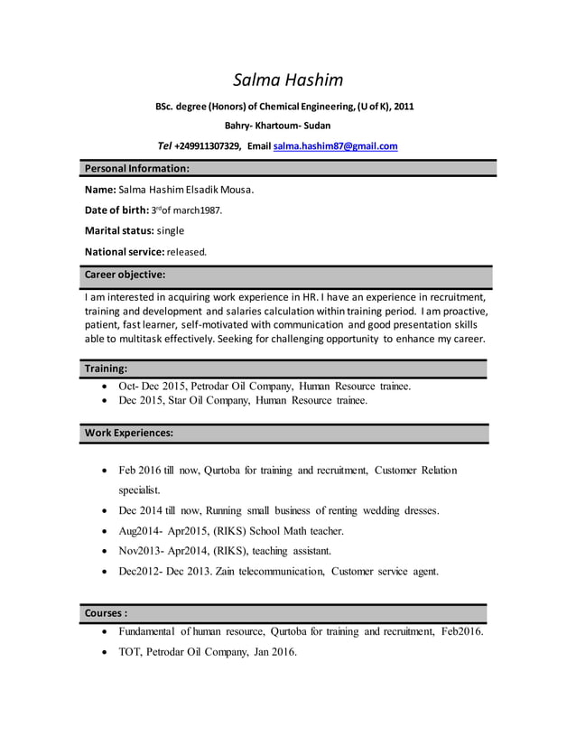 salma hashim elsadik cv | PDF