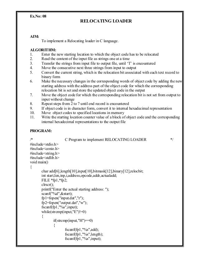 System Software Lab Manual