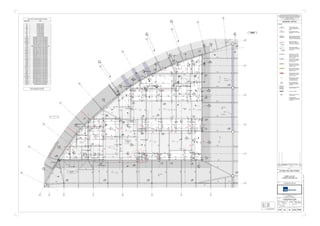 14
9 8 7 6 5 4
15
16
17
18
19
20
21
22
23
G
F
E
D
C
24
27
B
BRACING ELEVATION
'N'
BRACING ELEVATION
'A'
BRACING ELEVATION
'B'
BRACING ELEVATION
'C'
BRACING ELEVATION
'D'
BRACING ELEVATION
'E'
BRACING ELEVATION
'F'
BRACING ELEVATION
'H'
BRACING ELEVATION
'J'
BRACING ELEVATION
'G'
BRACING ELEVATION
'K'
BRACING ELEVATION
'P'
3
40
0601
6
0415
17
0415
16
0415
15
0415
13
0415
10
0415
9
0415
8
0415
7
0415
3
0415
4
0415
11
0415
12
0415
14
0415
2
0415
1
0410
2
0410
3
0410
4
0410
5
0410
2
0605
2
0604
1
0604
20
0603
1
0605
20
0604
17
0603
10
0602
18
0603
19
0603
14
0602
15
0602
17
0602
18
0605
1
0607
2
0607
PG28
PG24
PG28
PG25PG25
PG05
PG09
PG09
PG05PG28PG27
PG53PG42
5B
5B
5B
PG82
5B
5B
5B 5B
PG82
PG05
5B
PG82
PG04PG05
PG05
PG05
PG82
PG82 PG82
PG109
AC
AC
PG82
PG82
PG82
BE
BE
5B
PG82
PG04 PG04
PG82PG82
PG05
PG05
5B
PG05
BE
BE
BE
5B
PG109
PG04 PG04
PG05
PG05
PG05
PG05
PG82
PG82
PG82
5B
5B
PG82
5B
PG82
5B
5B
5B
PG24
PG27
PG24
PG27
PG27
PG27
PG24
PG24-C
PG24-C
PG05
PG05
PG05
PG24
PG05
PG05
PG05
PG05
PG05
PG05
PG05
PG05
PG05
PG05
PG05
PG29
SSL +8.425 m
SSL +8.425 m
SSL +8.425 m
VB
VB
VBVB
VB
VB
VB
VB
VB
VBVB
VB
VB
VB
VB
VBVB
VB
VB
VB
VB
Stair Core
Fire Lift 1
Goods Lift
PG05PG05
PG05
CB
5B5B5B
PG24
AB
BE
EA3A
Corus Comflor®
CF51 1.2
EA3A
Corus Comflor®
CF51 1.2
TOS +8.275 m
EA3A
TOS +8.275 m
EA3A
TOS +8.425 m
AB
PG39
PG39
PG108
PG39
B2
79
B2
80
B2
81
B2
82
B2
83
B2
115
B2
116
B2
101 B2
100 B2
77
B2
76
B2
75
B2
114
B2
112
B2
111
B2
113
B2
93
B2
91
B2
106
B2
109
B2
110
B2
104
B2
108
B2
105
B2
85
B2
86
B2
44
B2
46
B2
48
B2
50
B2
89 B2
92B2
90 B2
94
B2
111
B2
110
B2
78
B2
79
B2
80
B2
81
B2
82
B2
83
B2
103
B2
115
B2
116
B2
101 B2
100 B2
77
B2
99
B2
76
B2
75
B2
98
B2
114
B2
112
B2
111
B2
113 B2
97
B2
74
B2
73
B2
96
B2
93
B2
91
B2
107
B2
109
B2
110
B2
104
B2
108
B2
84
B2
85
B2
86
B2
102
B2
44
B2
46
B2
48
B2
50
B2
89 B2
92B2
90 B2
94
B2
111
B2
110
B2
119
Corus Comflor®
CF51 1.2
Corus Comflor®
CF51 1.2
B2
95
SSL +7.780 m
AB
AB
AB
RHS22F
RHS22F
RHS22F
RHS22F
RHS22F
RHS22F
* *
**
*
*
*
*
*
*
*
*
*
*
*
*
*
*
*
*
*
*
*
**
*
*
*
*
*
CB
5A5B
149
150
200
150
4865835
300
1570
150
36302751398
150
58511351504715
1910181340018772285354170330013591123300476150951300039442001856894300102815023261303
973200285020017771073
350465
216
15098515015044001502001100950
150
20011001050
150
20011001050
150150
33001501501050110020075295075
75
125
13001200
10502540206014002197
16851502238200270020028502001777107320028502751602
150
10501700
150
11001050150
15010501100200
100
1827110339845002295209
1400
1303590150
305567
47151501090150
150150
150150
1517
100 2050
400
2700 200
23820501812
2002001856844200
75
75
3751023
77
939105
150
10502400150
376510352550
1073
184
1949
18771173
1517
59933452056
45
150 150
150150 2482
1501090
45
150 150
150150
345020301570
150
835300
300501763
400
1877
200150
100100 100100 200200
200
2276
2150
2150
75 200
100100 100100 100100 100100
75 75
150
150 204
200 200
1875299
1720
SSL +8.425 m
SSL +8.425 m
150mm Thick
RC Structural
Slab
2020
3
450 150
150
315
235
270
550
820
313
595
1250
Corus Comflor®
CF51 1.2
AB
PG01 - Indicates steel beam and beam
reference. Top Flange to be -150
S.S.L. level, unless noted otherwise on
the Beam.
- Denotes steel shelf angle to
support metal deck edge and size
reference. See local sections for
angle orientation. Level to bearing face.
Beam Legend:
VB - Indicates vertical cross bracing bay.
Refer to Bracing Elevation drawing Nos.
0550 to 0552
- Indicates 250mm dia. service hole
through beam web. Hole to be at
mid depth unless noted otherwise.
Typically holes at 500mm centres,
unless noted otherwise.
- Indicates rectangular service hole
through beam web. Size 500x250mm
Deep. Hole to be at mid depth,
unless noted otherwise.
- Indicates rectangular service hole
through beam web. Size 750x250mm
Deep. Hole to be at mid depth,
unless noted otherwise.
- Indicates rectangular service hole
through beam web. Size 850x250mm
Deep. Hole to be at mid depth,
unless noted otherwise.
- Indicates rectangular service hole
through beam web. Size 300x250mm
Deep. Hole to be at mid depth,
unless noted otherwise.
- Denotes steel support plates to
metal deck edges and solid rc slabs.
See local sections for size and levels
to bearing face.
PG01
EA3A
TOS +25.250
RHS89D
FLT350-25
TOS +7.735
PG07
- Indicates upstand steel beam and beam
reference. Upstand Beam level shown as
TOB/TOBF (Top of Bottom Flange) unless
noted otherwise. Refer to relevant sections.
TOBF=19.950
- Denotes Span Direction, Thickness
and Type of New Floor Construction
Floors noted as (NWC)/(LWC)
to be metal deck concrete slabs.
B2
100 - Denotes Column Founding Level
and Individual Reference Number.
Refer to Drawing Nos. STR-10614-23-
0600 to 0606
- Indicates 1500mm Width Area designed
for 7.5 kN/m² 1500mm WIDE
- Denotes Concrete Upstands
- Denotes Steel Column with 50mm min.
Concrete Encasement.
- Denoted beams shall be
`NOT INTUMESCENT PAINTED` (NIP)
For Fireproofing to these beams refer to
Architects Details.
*
aterman
Scales @ A0
Drawn By
Designed By Checked By
Date
Project No
Drawing Status
Client
Title
Project
Amendments
DescriptionRev Date By
GENERAL NOTES
Works Order No
Pickfords Wharf Clink Street London SE1 9DG
United Kingdom
t +44 20 7928 7888 f +44 3333 444 501
mail@watermangroup.com www.watermangroup.com
This drawing should not be scaled. Dimensions to be verified on site.
Any discrepancies should be referred to the Engineer prior to work being put in hand.
This drawing is the property of Waterman Structures Limited and the drawing is issued
on the condition that it is not copied, reproduced, retained or disclosed to any
unauthorised person, either wholly or in part without the consent in writing of
Waterman Structures Limited
Pickfords Wharf Clink Street London SE1 9DG United Kingdom
t +44 20 7928 7888 f +44 3333 444 501
Publisher Zone Category Number Revision
As indicated
33 KING WILLIAM STREET
Designer Checker
SKD
H.B.REAVIS UK Ltd
CORE LAYOUT
LOWER GROUND GA
CONSTRUCTION
STR10614
Central:-Nt-lncswslProjectsSTR10614CAD3DWSLModelsWSL-10614-SA-33KWS-Central.rvt
0209GA 20 E02STR
FFL =
SSL =
TOS =
8.575
8.425
8.275
Unless Noted Otherwise
FOR FULL DETAILS SIZES OF PLATE BEAMS,
REFER TO DRAWING No. STR-SA-16-0002
Lower Ground - Structural Beam Schedule
Beam Ref Size
5A UB203x133x25
5B UB203x133x30
AB UC152x152x30
AB-C UC203x203x60
AC UC152x152x37
AE UC152x152x51
AE-C UC203x203x60
BE UC203x203x86
CB UC254x254x89
PG04 350x300x15/10mm Plate Beam
PG04-C 350x300x15/10mm Plate Beam
PG05 350x150x10/10mm Plate Beam
PG05-C 350x150x10/10mm Plate Beam
PG08-C 450x150x10/10mm Plate Beam
PG09 350x300x30/20mm Plate Beam
PG10 450x150x10/150x15/10mm Plate Beam
PG20 450x200x20/20mm Plate Beam
PG24 350x150x15/15mm Plate Beam
PG24-C 350x150x15/15mm Plate Beam
PG25 350x150x20/15mm Plate Beam
PG25-C 350x150x20/15mm Plate Beam
PG27 350x200x15/15mm Plate Beam
PG27-C 350x200x15/15mm Plate Beam
PG28 350x250x30/20mm Plate Beam
PG28-C 350x250x30/20mm Plate Beam
PG29 350x350x40/40mm Plate Beam
PG30 350x250x20/20mm Plate Beam
PG39 925x250x30/30mm Plate Beam
PG40 350x200x30/30mm Plate Beam
PG40-C 350x200x30/30mm Plate Beam
PG41-C 350x300x40/40mm Plate Beam
PG42 450x350x50/40mm Plate Beam
PG53 350x300x20/20mm Plate Beam
PG61 500x300x40/30mm Plate Beam
PG61-C 500x300x40/30mm Plate Beam
PG82 450x150x15/10mm Plate Beam
PG105-C 650x150x15/15mm Plate Beam
PG106 350x350x45/45mm Plate Beam
PG107 500x500x50/50mm Plate Beam
PG108 300x400x40/40mm Plate Beam
PG109 655x150x10/10mm Plate Beam
PG116 180x350x30mm Plate Beam
E02
STEEL CONSTRUCTION ISSUE UP TO GROUND
FLOOR ONLY
16.01.15 SGP
 