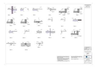 150mm Thick
Structural Slab
SSL +8.425 m
Lower Ground Floor
PG42
PG28
EA3A
EA3A
50mm Thick Structural
Slab Topping
100x200x10 Unequal
Angle to be Cut Down
50mm.
15mm Fillet Weld
150mm Thick
Structural Slab
Lower Ground Floor
PG05
PG05
SSL +8.425 m
AB
150
150mm Thick
Structural Slab
SSL +8.425 m
Lower Ground Floor
PG53
PG05 TOBF +8.275 m
150mm Thick
Structural Slab
SSL +8.425 m
Lower Ground Floor
PG42
5B
EA3A
50mm Thick RC
Structural Slab Topping
100x200x10 Unequal
Angle to be Cut Down
50mm.
15mm Fillet Weld
SSL +8.425 m
Lower Ground Floor
Loading Bay
PG39
AE
TOS +7.380 m
400mm Thick
Structural Slab
150mm Thick RC
Composite Structural Slab
150mm Thick
RC Upstand Wall
400mm Thick
RC Structural Slab
2x10mm thick stiffener
plates @ 200 c/c
Studs @ 200 c/c 30Ø Holes placed @
200mm Centres thro' Beam
Web to receive Rebar
55
TOS +8.275 m
150mm Thick RC
Composite Structural Slab
150mm Thick
RC Upstand Wall
PG39
400mm Thick
RC Structural Slab
SSL +7.780 m
Loading Bay
Lower Ground Floor
SSL +8.425 m
2x10mm thick
stiffener plates
@ 200 c/c
Studs @ 200 c/c
55
30Ø Holes placed @
200mm Centres thro' Beam
Web to receive Rebar
400mm Thick
RC Structural Slab
150mm Thick
RC Slab
SSL +7.780 m
Loading Bay
150mm Thick
RC Upstand Wall
Lower Ground Floor
PG39
SSL +8.425 m
2x10mm thick
stiffener plates
@ 200 c/c
Studs @ 200 c/c
TOS +8.275 m
55
30Ø Holes placed @
200mm Centres thro' Beam
Web to receive Rebar
400mm Thick
RC Structural Slab
150mm Thick
RC Slab
SSL +7.780 m
Loading Bay
150mm Thick
RC Upstand Wall
Lower Ground Floor
PG39
2x10mm thick
stiffener plates
@ 200 c/c
Studs @ 200 c/c
SSL +8.425 m
TOS +8.275 m
30Ø Holes placed @
200mm Centres thro' Beam
Web to receive Rebar
55
400mm Thick
RC Structural Slab
SSL +7.780 m
Loading Bay Lower Ground Floor
PG108
TOS +7.640 m
B
300
140300
400
290
SSL +7.780 m
30Ø Holes along highlighted beams
placed @ 200mm Centres.
150mm Thick
Structural Slab
SSL +8.425 m
Lower Ground Floor
150
150mm Thick
Structural Slab
SSL +8.425 m
Lower Ground Floor
PG24
150
150mm Thick
Structural Slab
SSL +8.425 m
Lower Ground Floor
PG27
PG28
150mm Thick
Structural Slab
SSL +8.425 m
Lower Ground Floor
PG27
PG27
150mm Thick
Structural Slab
Lower Ground Floor
PG25
SSL +8.425 m
TOS +8.275 m
150
150mm Thick
Structural Slab
SSL +8.425 m
Lower Ground Floor
PG25 PG24-C
150mm Thick
Structural Slab
SSL +8.425 m
Lower Ground Floor
PG04
PG24-C
150mm Thick
Structural Slab
Lower Ground Floor
PG09
SSL +8.425 m
TOS +8.275 m
200
SSL +8.425 m
SSL +7.780 m
Loading Bay
Lower Ground Level
150mm Thick
Structural Slab
150mm Thick
Structural Wall
400mm Thick
Structural Slab
Void Former
PG39
TOS +8.275 m
Varies
150mm Thick
RC Slab
30Ø Holes placed @
200mm Centres thro' Beam
Web to receive Rebar
55
150mm Thick
Structural SlabLower Ground Floor
PG107
SSL +8.425 m
EA3C
EA3C
100x200x10 Unequal
Angle to be Cut Down
50mm.
15mm Fillet Weld
150mm Thick
Structural SlabLower Ground Floor
PG61-C
PG105-C PG105-C
EA3AEA3A
SSL +8.425 m
TOS +8.425 m
95
100x200x10 Unequal
Angle to be Cut Down
50mm.
15mm Fillet Weld
EA2G EA2G
PG42
SSL +8.425 m
150mm Thick
Structural Slab
Lower Ground Floor
50mm Thick RC
Structural Slab Topping
TOS +8.375 m
100x200x10 Unequal
Angle to be Cut Down
50mm.
15mm Fillet Weld
aterman
Scales @ A0
Drawn By
Designed By Checked By
Date
Project No
Drawing Status
Client
Title
Project
Amendments
DescriptionRev Date By
GENERAL NOTES
Works Order No
Pickfords Wharf Clink Street London SE1 9DG
United Kingdom
t +44 20 7928 7888 f +44 3333 444 501
mail@watermangroup.com www.watermangroup.com
This drawing should not be scaled. Dimensions to be verified on site.
Any discrepancies should be referred to the Engineer prior to work being put in hand.
This drawing is the property of Waterman Structures Limited and the drawing is issued
on the condition that it is not copied, reproduced, retained or disclosed to any
unauthorised person, either wholly or in part without the consent in writing of
Waterman Structures Limited
Pickfords Wharf Clink Street London SE1 9DG United Kingdom
t +44 20 7928 7888 f +44 3333 444 501
Publisher Zone Category Number Revision
1 : 20
33 KING WILLIAM STREET
Designer Checker
MRA/SKD SEPT '14
H.B.REAVIS UK Ltd
LOWER GROUND FLOOR
SECTIONS
SHEET 1
CONSTRUCTION
STR10614
Central:-Nt-lncswslProjectsSTR10614CAD3DWSLModelsWSL-10614-SA-33KWS-Central.rvt
0415SA 21 E04STR
C01 ISSUED FOR T1 STEELWORK TENDER10.09.14 MRA
Section 1 Section 2 Section 3 Section 4 Section 5 Section 6
Section 7
Section 8
Section 9
Section 10 Section 11 Section 12
Section 13 Section 14 Section 15 Section 16 Section 17 Section 18
Section 19
1. For locations of Sections, refer to Drawing STR-SA-20-0109
Section 20
Section 21
INTERFACE BETWEEN SOLID SLAB, ABOVE AND BELOW THE
LOADING BAY AND THE ADJACENT METAL DECK SLAB/CORE
AREA YET TO BE DEVELOPED.
STEELWORK CONTRACTOR TO ALLOW FOR THE FOLLOWING
TO BE INCLUDED TO STEEL BEAMS ALONG THAT INTERFACE.
- 2x50Ø HOLES @ 150mm C/C THROUGH BEAM WEB.
- SHELF ANGLES TO BOTH SIDES OF BEAMS, TO BE WELDED
CONTINUOUSLY TO WEBS.
- PLATE STIFFENERS TO BOTH SIDES OF BEAMS @ 1m. C/C's
C02 ISSUED FOR T2 STEELWORK TENDER01.12.14 SKD
2. FOR BEAM SECTION SIZES, REFER TO DRAWING No. 0002
STEEL TO STEEL CONNECTIONS NOT SHOWN ON THE
PRESENT DRAWING. DESIGN AND DETAILING IS TO MAIN
CONTRACTOR RESPONSIBILITY.
SUBJECT TO ENGINEERS APPROVAL.
E01
STEEL CONSTRUCTION ISSUE UP TO GROUND
FLOOR ONLY
19.12.14 MRA
E02
STEEL CONSTRUCTION ISSUE UP TO GROUND
FLOOR ONLY
16.01.15 SGP
E03
STEEL CONSTRUCTION ISSUE UP TO GROUND
FLOOR ONLY
23.01.15 SKD
E04
STEEL CONSTRUCTION ISSUE UP TO GROUND
FLOOR ONLY. EXISTING RETAINED STRUCTURE
OMITTED FROM PREVIOUS REVISION.
27.01.15 SKD
 