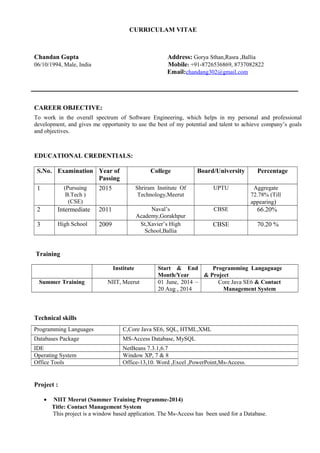 Resume(final) Chandan Gupta