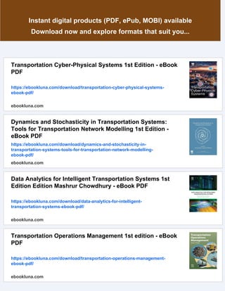 Logistics Transportation Systems 1st Edition - eBook PDF | PDF